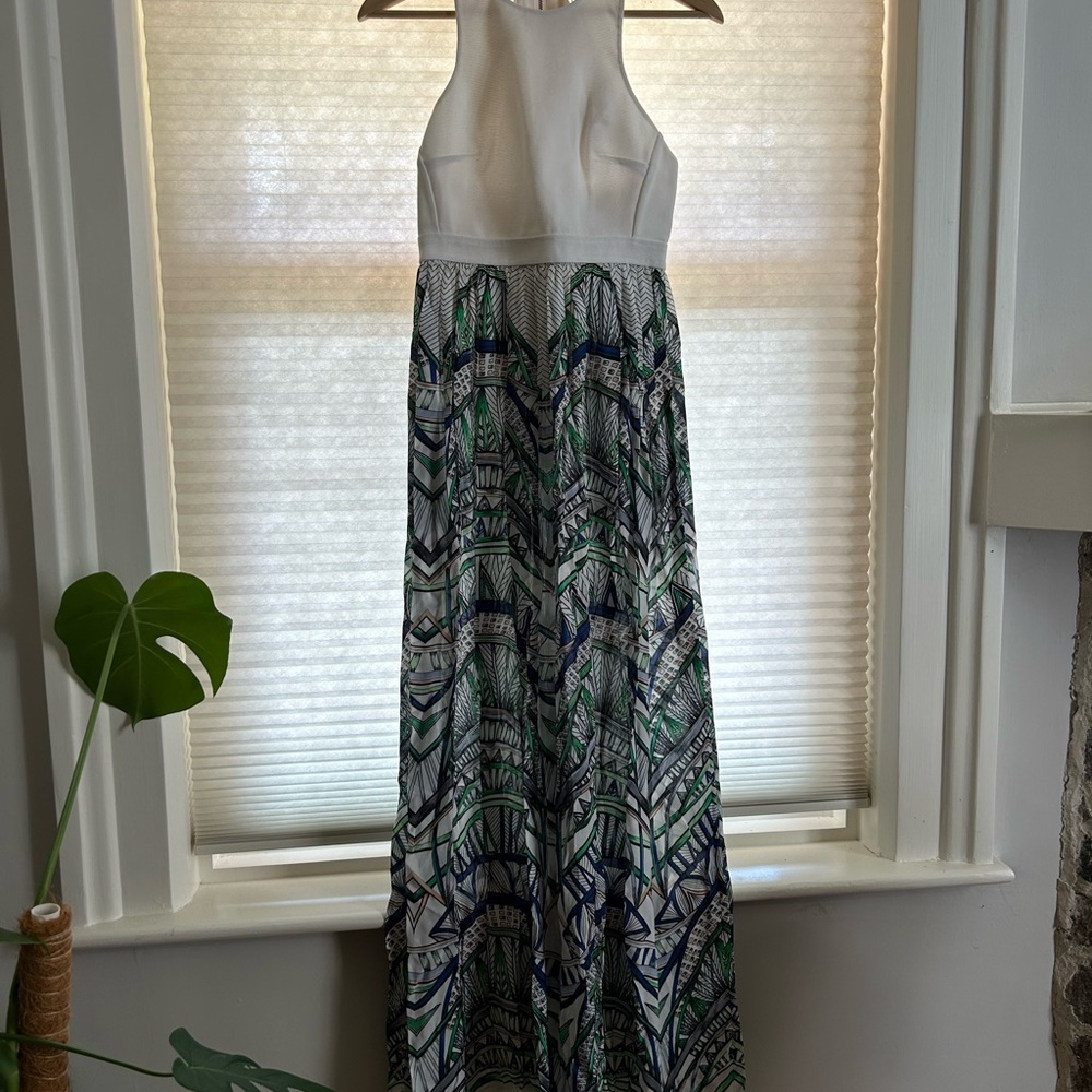 sass & bide White and Green Geometric Maxi Dress